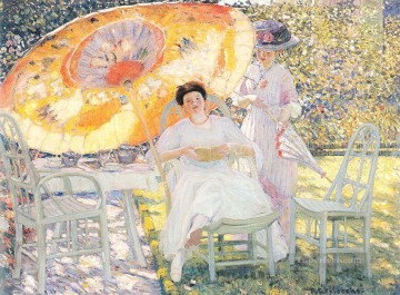 ガーデンパラソル 印象派の女性 フレデリック・カール・フリーセケ Oil Paintings